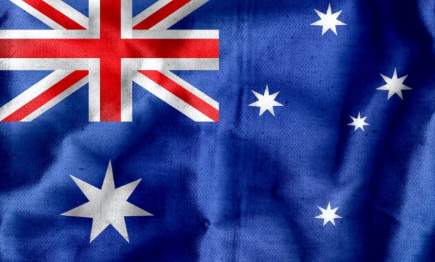 Textile Australian flag with crumples