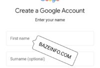Gmail sign up page