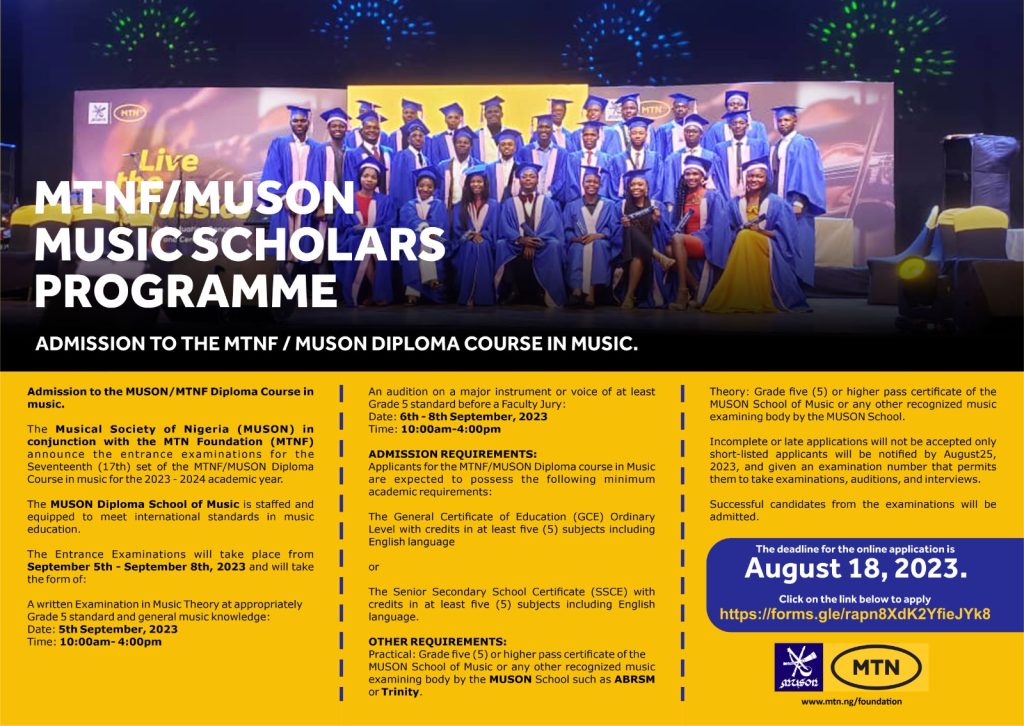 MTNF/MUSON Diploma In Music Scholarship